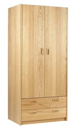 Nittany Double Door Wardrobe w\/2 Bottom Drawers, Interior Shelf & Clothes Rod, 42"W, 78"H